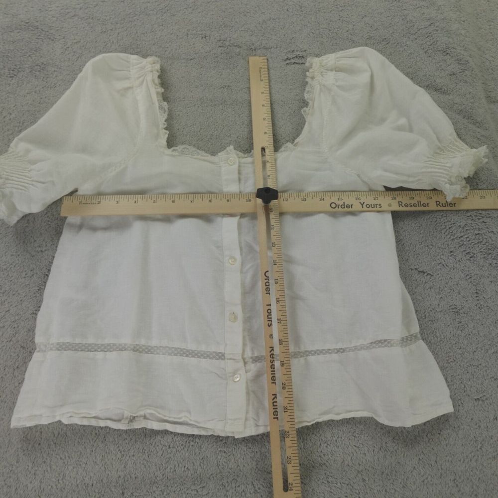 Sezane Blouse White Lace Trim Linen‎ Frances Cottagecore - Picture 6 of 16